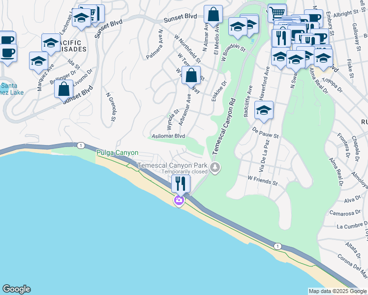 map of restaurants, bars, coffee shops, grocery stores, and more near 3 Kiki Place in Los Angeles