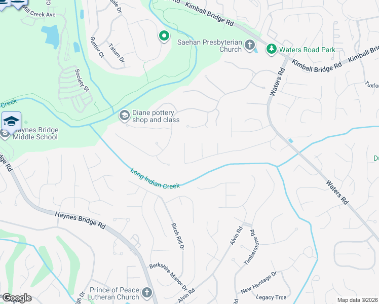map of restaurants, bars, coffee shops, grocery stores, and more near 3230 Waters Mill Dr in Alpharetta