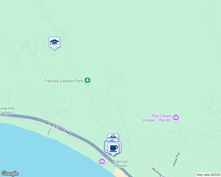 map of restaurants, bars, coffee shops, grocery stores, and more near 6036 Paseo Canyon Drive in Malibu