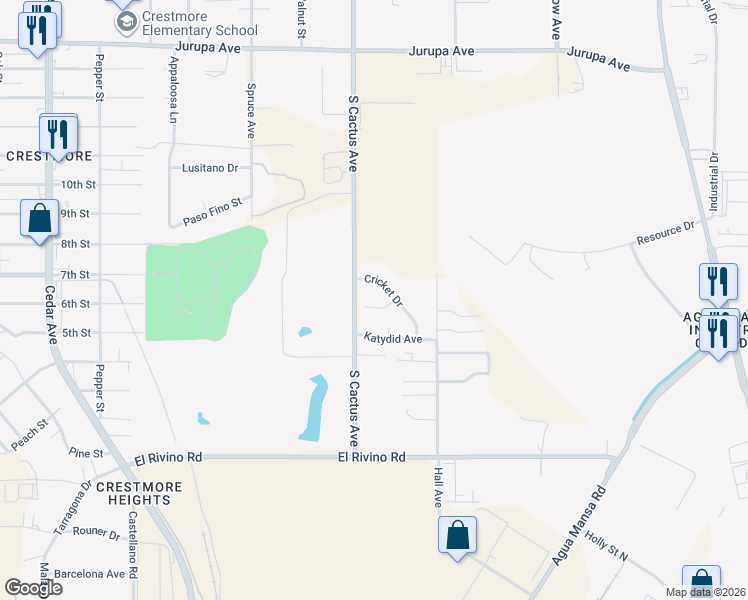 map of restaurants, bars, coffee shops, grocery stores, and more near 19338 Cricket Ct in Bloomington