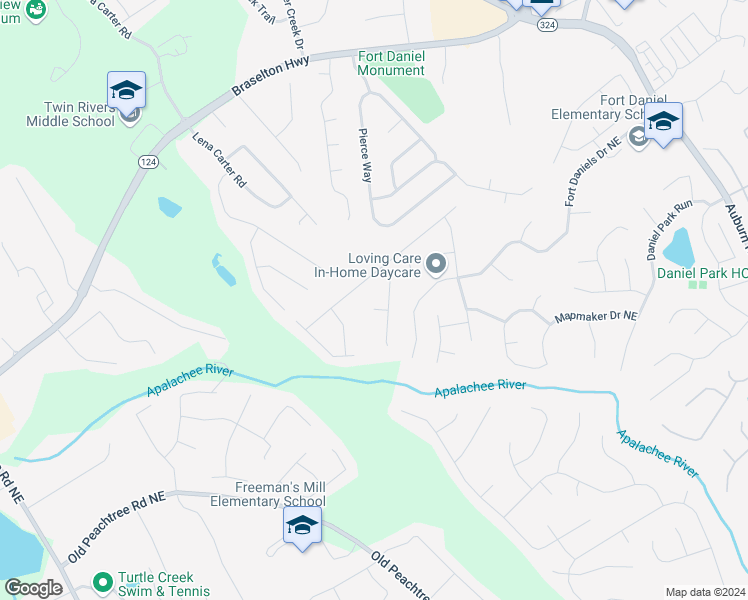 map of restaurants, bars, coffee shops, grocery stores, and more near 2717 Fort Hampton Court in Dacula