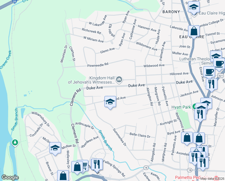 map of restaurants, bars, coffee shops, grocery stores, and more near 4025 Ronnie Street in Columbia