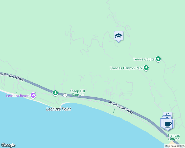 map of restaurants, bars, coffee shops, grocery stores, and more near 31373 Pacific Coast Highway in Malibu