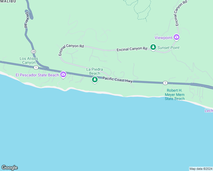 map of restaurants, bars, coffee shops, grocery stores, and more near 32628 Pacific Coast Highway in Malibu