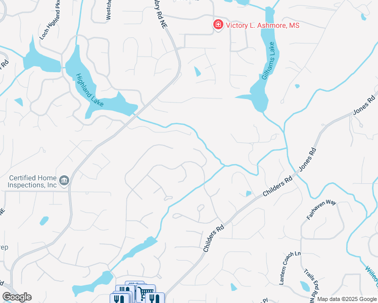 map of restaurants, bars, coffee shops, grocery stores, and more near 3412 Belleford Court in Roswell