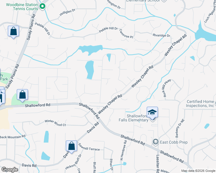 map of restaurants, bars, coffee shops, grocery stores, and more near 3655 Tarn Court in Marietta