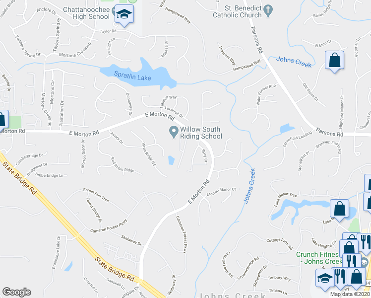map of restaurants, bars, coffee shops, grocery stores, and more near 10680 Arlington Point in Alpharetta