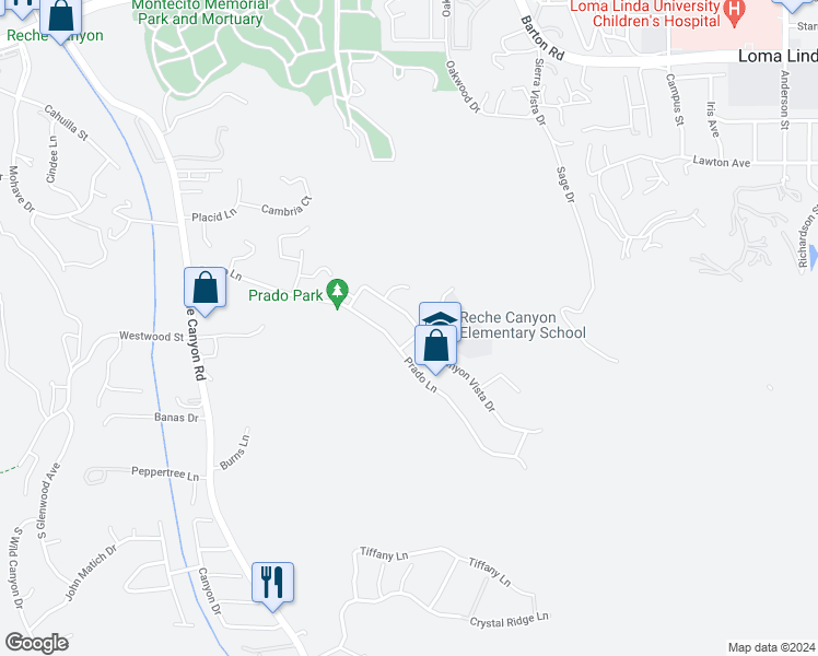 map of restaurants, bars, coffee shops, grocery stores, and more near 3026 Canyon Vista Drive in Colton