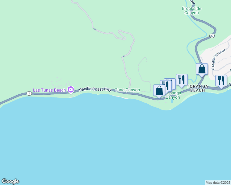 map of restaurants, bars, coffee shops, grocery stores, and more near 19046 Pacific Coast Highway in Malibu