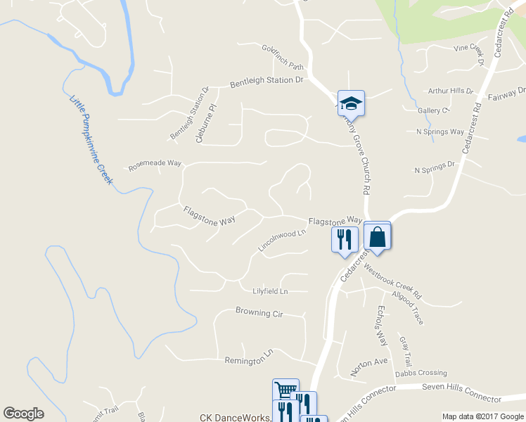 map of restaurants, bars, coffee shops, grocery stores, and more near 404 Flagstone Way in Acworth