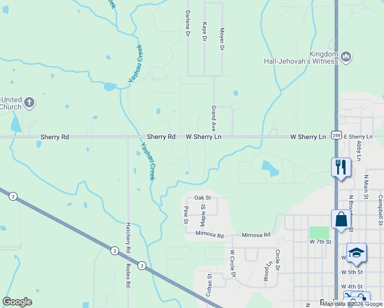 map of restaurants, bars, coffee shops, grocery stores, and more near 86 Preserve Way in Broken Bow