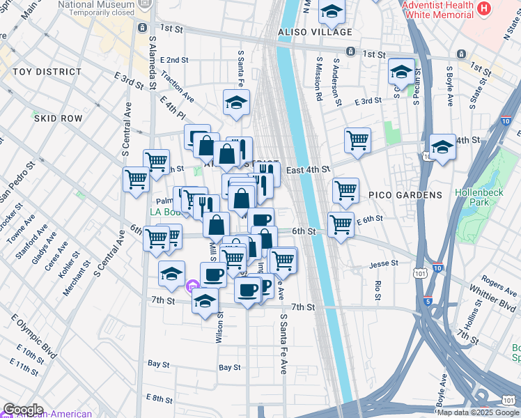 map of restaurants, bars, coffee shops, grocery stores, and more near 1335 Willow Street in Los Angeles
