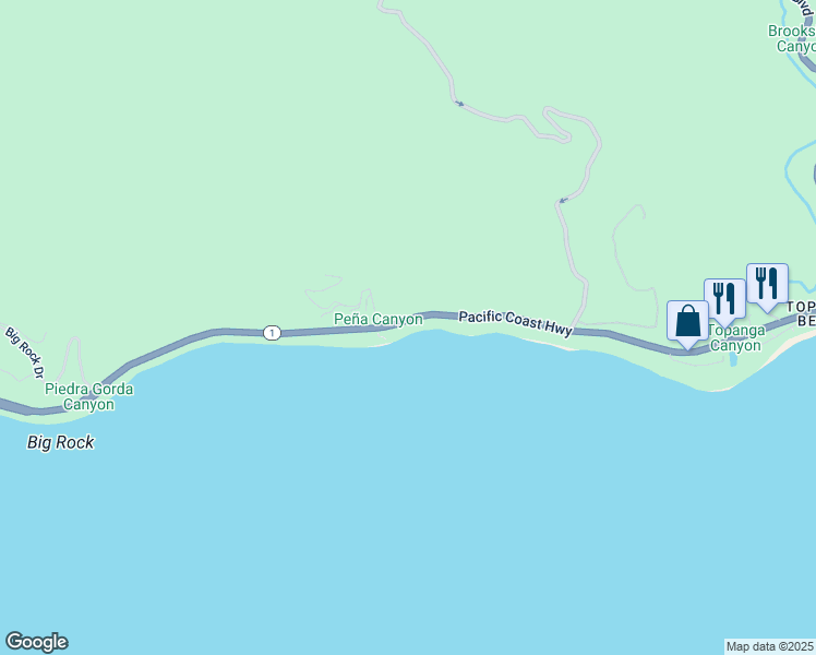 map of restaurants, bars, coffee shops, grocery stores, and more near 19300 Pacific Coast Highway in Malibu