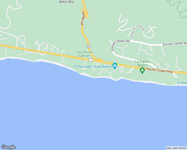 map of restaurants, bars, coffee shops, grocery stores, and more near 33014 Pacific Coast Highway in Malibu