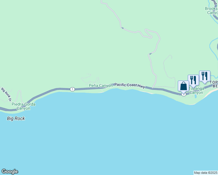 map of restaurants, bars, coffee shops, grocery stores, and more near 19300 Pacific Coast Highway in Malibu