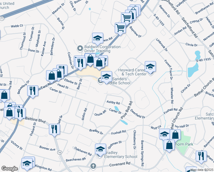 map of restaurants, bars, coffee shops, grocery stores, and more near 3455 Pine Belt Road in Columbia