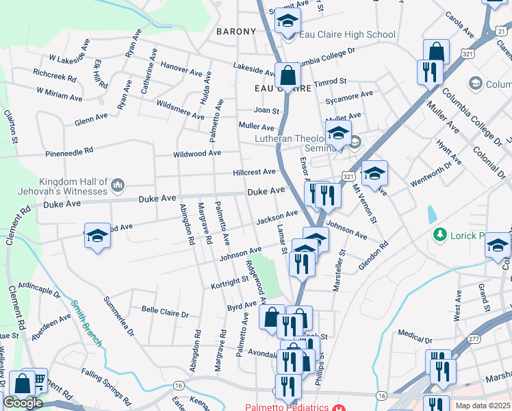 map of restaurants, bars, coffee shops, grocery stores, and more near 4012 Ridgewood Avenue in Columbia