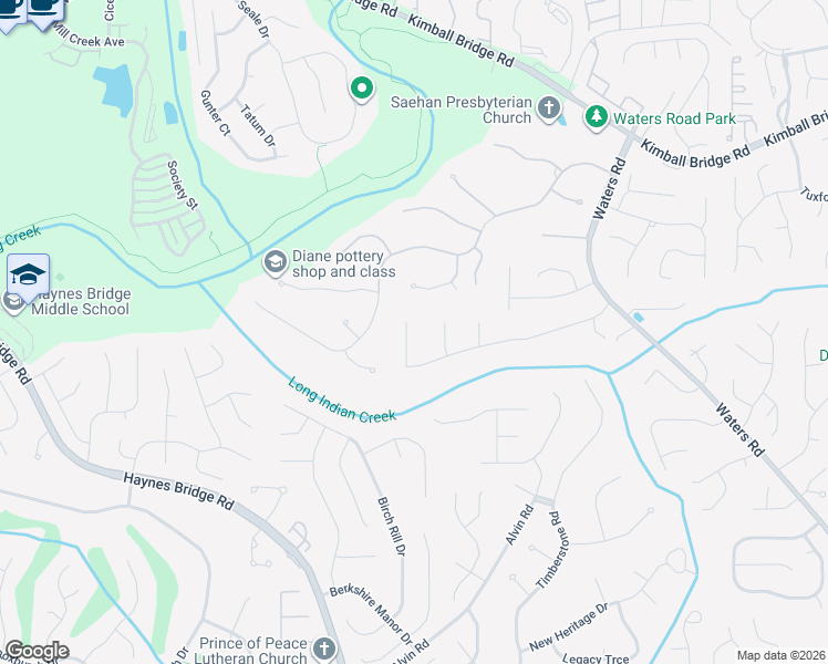 map of restaurants, bars, coffee shops, grocery stores, and more near 3230 Waters Mill Drive in Alpharetta