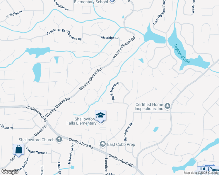 map of restaurants, bars, coffee shops, grocery stores, and more near 3925 Rock Mill Parkway in Marietta