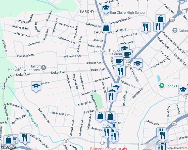 map of restaurants, bars, coffee shops, grocery stores, and more near 4012 Ridgewood Avenue in Columbia