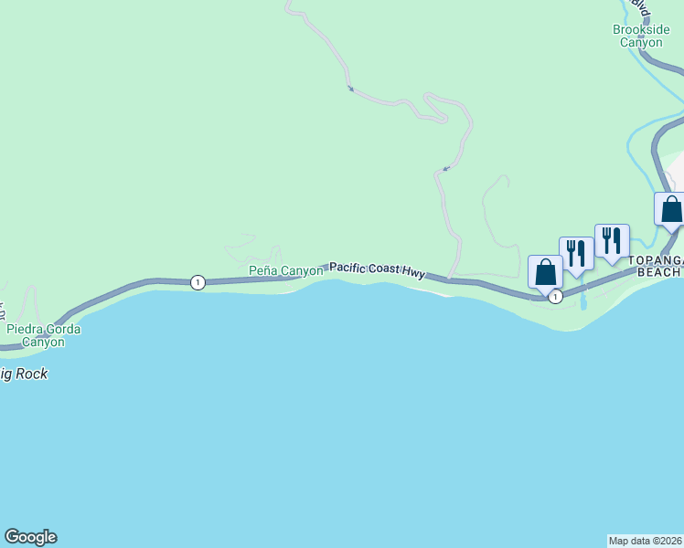 map of restaurants, bars, coffee shops, grocery stores, and more near 19222 Pacific Coast Highway in Malibu