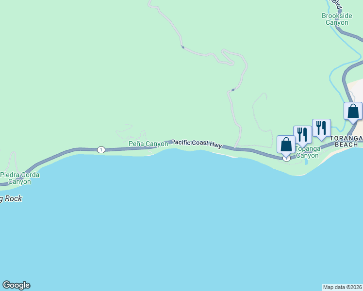 map of restaurants, bars, coffee shops, grocery stores, and more near 19210 Pacific Coast Highway in Malibu