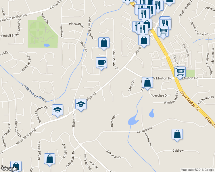 map of restaurants, bars, coffee shops, grocery stores, and more near 10590 Wynbridge Dr in Alpharetta