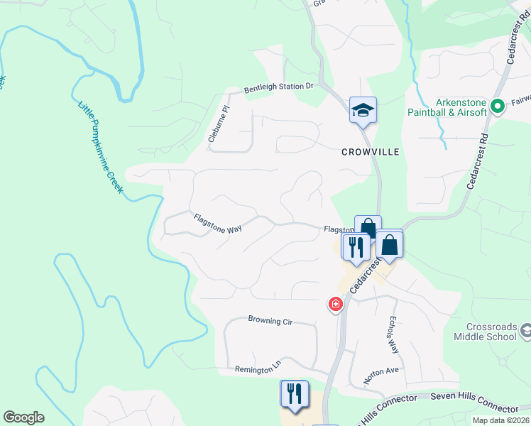 map of restaurants, bars, coffee shops, grocery stores, and more near 440 Flagstone Way in Acworth