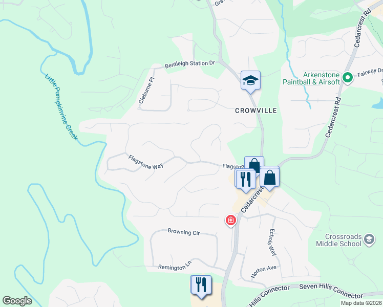 map of restaurants, bars, coffee shops, grocery stores, and more near 404 Flagstone Way in Acworth