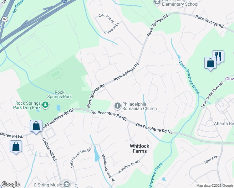 map of restaurants, bars, coffee shops, grocery stores, and more near 2760 Tuscany Park Drive in Lawrenceville