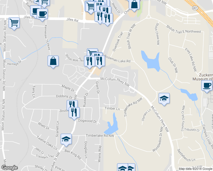 map of restaurants, bars, coffee shops, grocery stores, and more near 3571 Kennesaw Station Drive in Kennesaw
