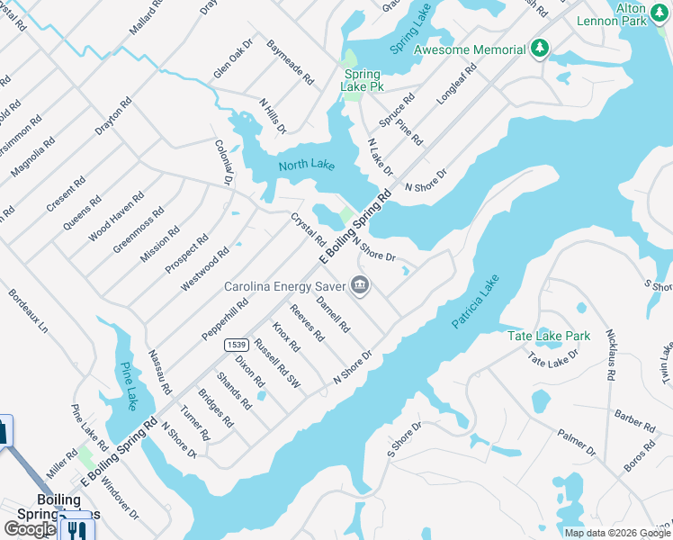map of restaurants, bars, coffee shops, grocery stores, and more near 41 Burton Road in Southport