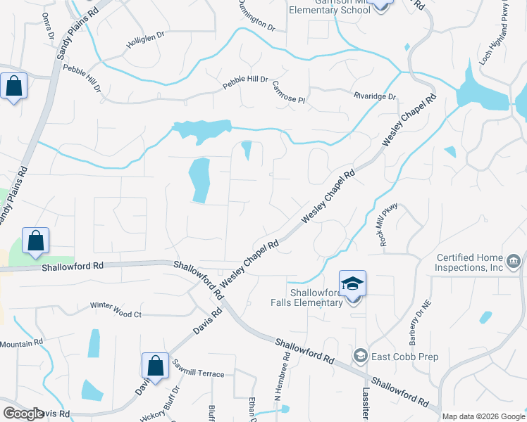 map of restaurants, bars, coffee shops, grocery stores, and more near 3721 Northpoint Drive in Marietta