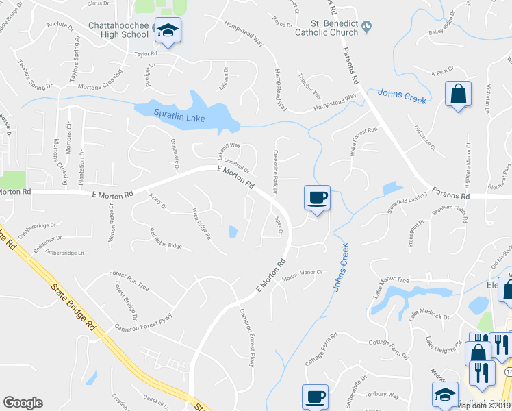 map of restaurants, bars, coffee shops, grocery stores, and more near 10740 Arlington Point in Alpharetta