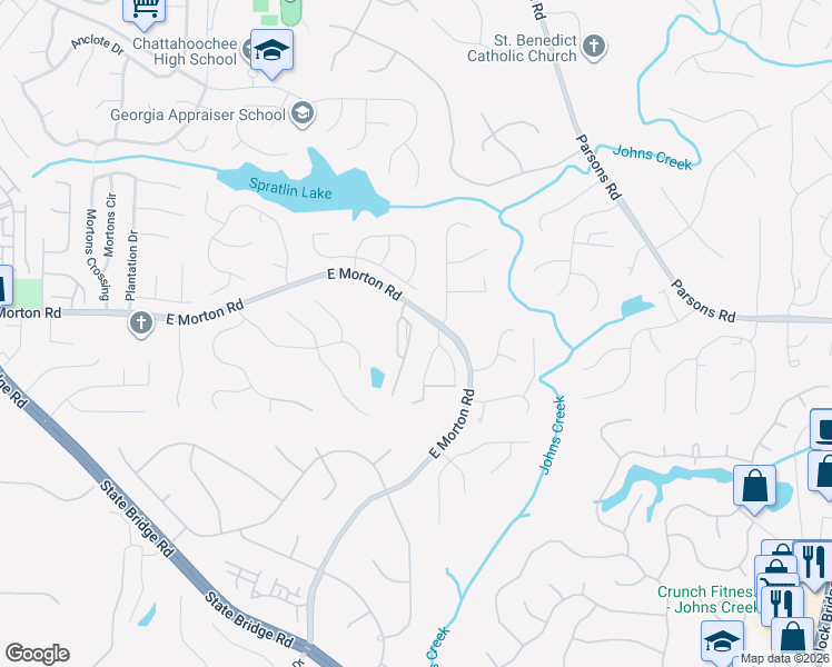 map of restaurants, bars, coffee shops, grocery stores, and more near 10680 Arlington Point in Alpharetta