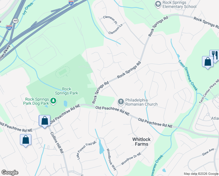map of restaurants, bars, coffee shops, grocery stores, and more near 591 Tuscany Walk Lane in Lawrenceville