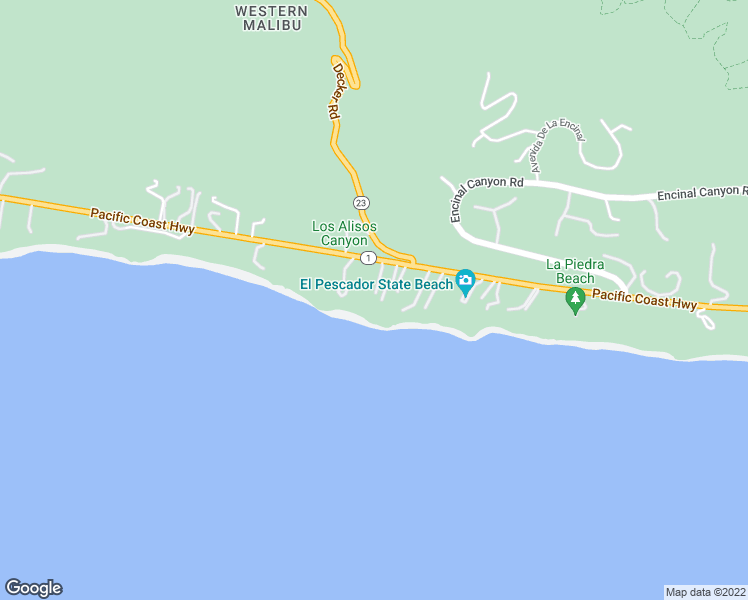 map of restaurants, bars, coffee shops, grocery stores, and more near 33014 Pacific Coast Highway in Malibu