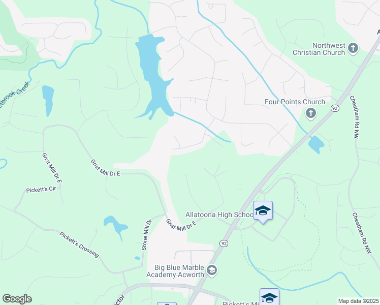 map of restaurants, bars, coffee shops, grocery stores, and more near 195 Chadds View in Acworth