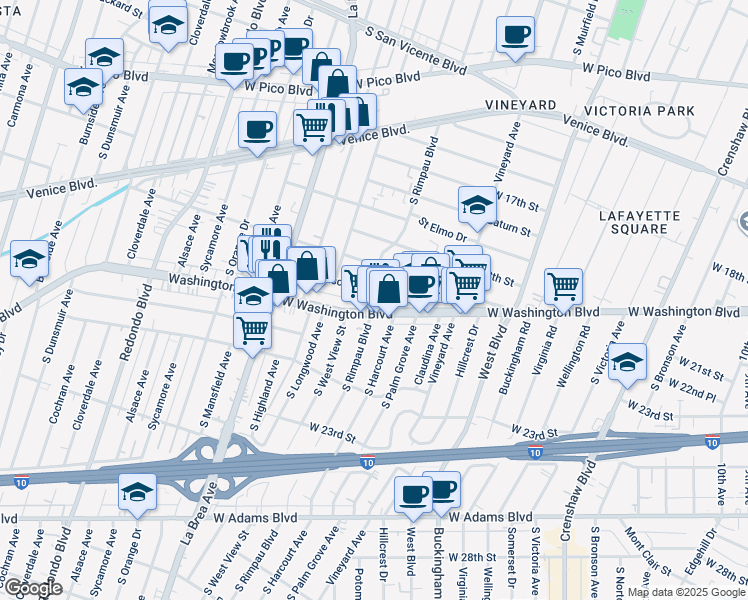 map of restaurants, bars, coffee shops, grocery stores, and more near 4815 Mascot Street in Los Angeles