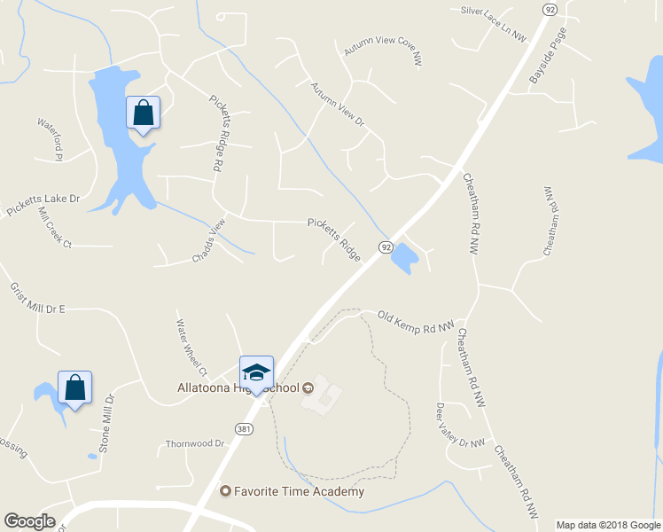 map of restaurants, bars, coffee shops, grocery stores, and more near 3452 Plantation Ridge Road in Acworth