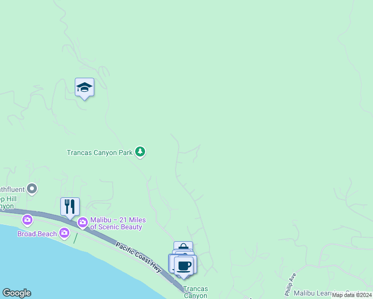 map of restaurants, bars, coffee shops, grocery stores, and more near 30647 La Sonora Drive in Malibu