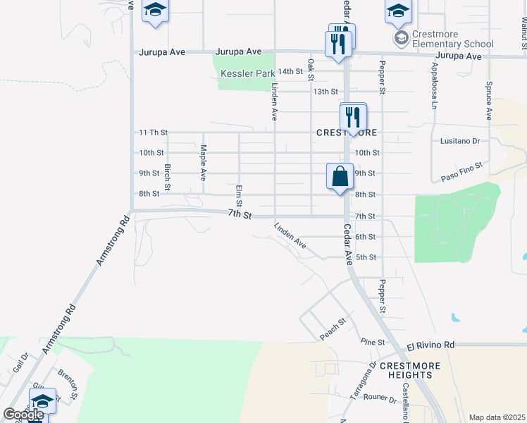 map of restaurants, bars, coffee shops, grocery stores, and more near 18470 7th Street in Bloomington