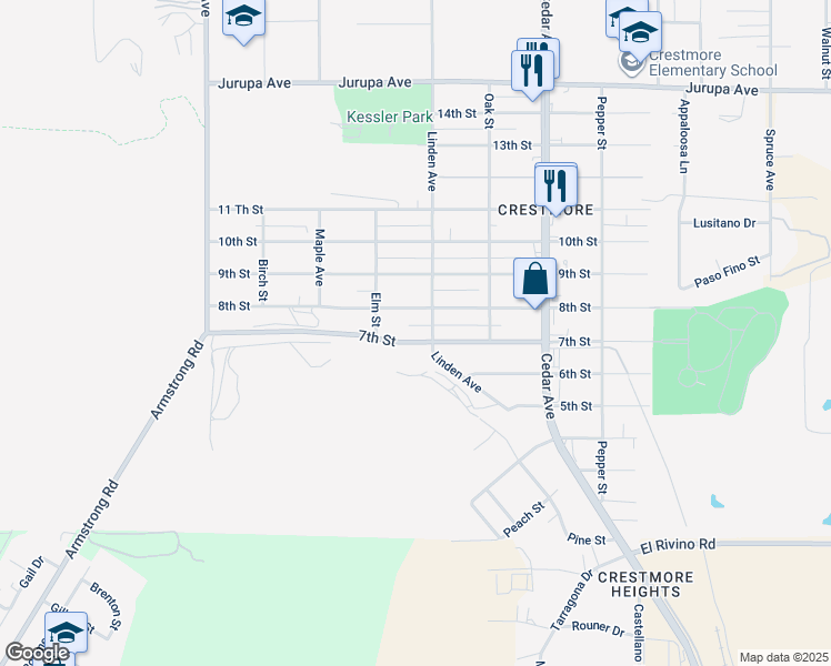 map of restaurants, bars, coffee shops, grocery stores, and more near 18470 7th Street in Bloomington
