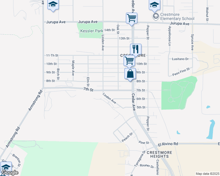 map of restaurants, bars, coffee shops, grocery stores, and more near 18577 8th Street in Bloomington