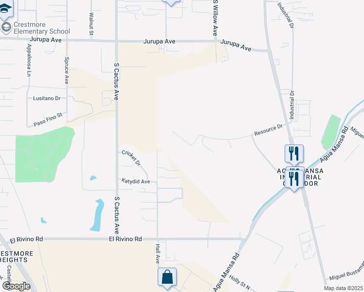 map of restaurants, bars, coffee shops, grocery stores, and more near 315 West Resource Drive in Bloomington