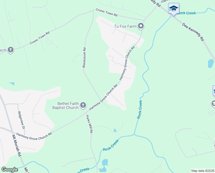 map of restaurants, bars, coffee shops, grocery stores, and more near 1329 Harmony Grove Church Road in Auburn