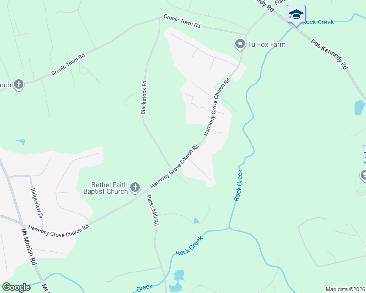 map of restaurants, bars, coffee shops, grocery stores, and more near 1329 Harmony Grove Church Road in Auburn