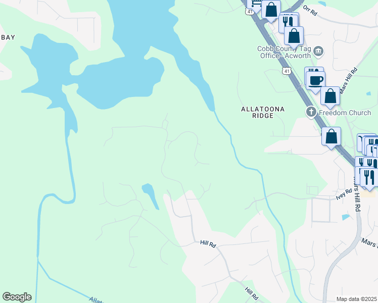 map of restaurants, bars, coffee shops, grocery stores, and more near 5327 Saville Drive Northwest in Acworth