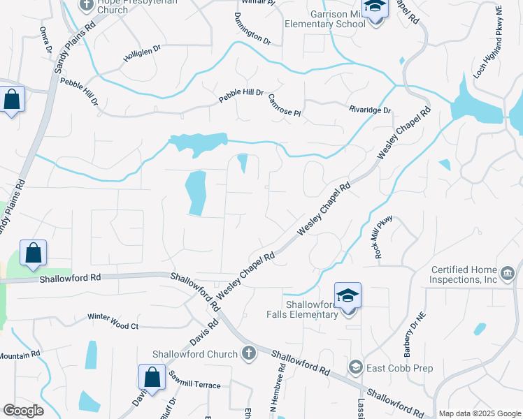 map of restaurants, bars, coffee shops, grocery stores, and more near 3741 Northpoint Drive in Marietta