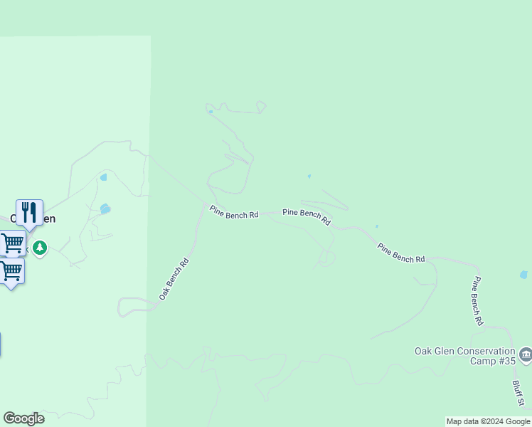 map of restaurants, bars, coffee shops, grocery stores, and more near Pine Bench Road in Oak Glen